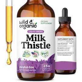 Wild & Organic Milk Thistle Drops for Liver Support & Detox, 4 Fl Oz