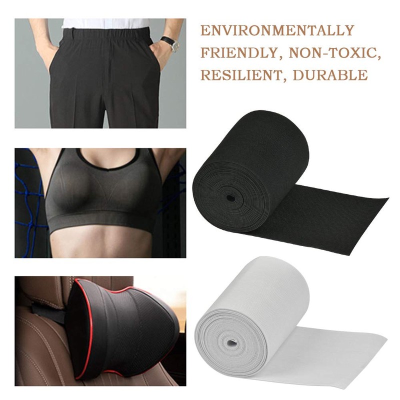 FOROREH Elastic Band Wide Black White, 2 Rolls Elastic Band