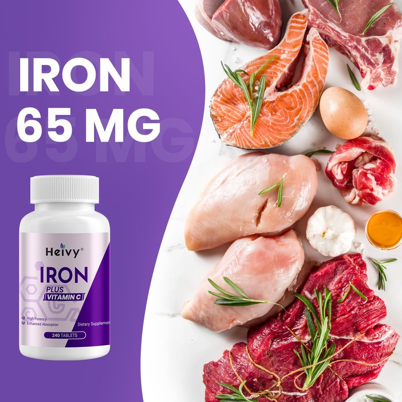 Heivy Ferrous Sulfate 325mg (Iron 65mg), High Potency Iron Supplement