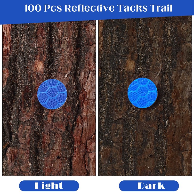 100 Pcs Reflective Tacks Trail Marking Tacks, Blue