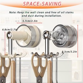 4Pcs Suction Cup Hooks 360° Rotating Heavy Duty Hanging Utensil Holder No Trace Removable and Reusable Hooks for Kitchen Bathroom Shower White