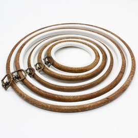 Auvotuis 5Pcs Round Embroidery Hoop Set Imitated Wood Cross Stitch Hoop, Circle Display Frame for DIY Christmas Ornament, Art Craft Sewing (3"+4.33"+5.7"+7.5"+9")