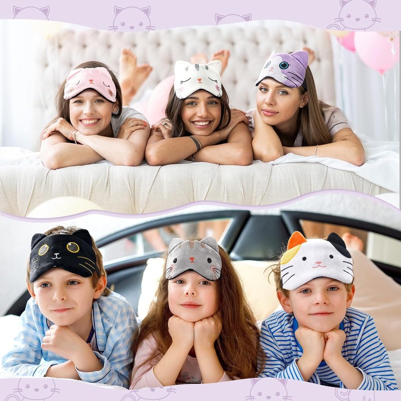 siawadeky Eye Mask, Light Blocking, Set of 5, Cute, Cat