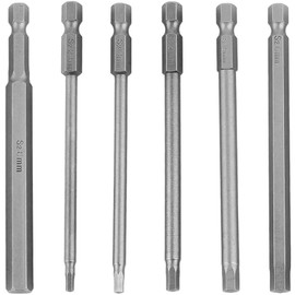 Bestgle Bit Sets Hex 100 mm Hexagon Head Screwdriver Bits Set 6 Pieces Magnetic Long Bit S2 Steel Bit Set Short Bit Electric 1/4 Inch Hexagonal Screwdriver Set for Electronic Repair