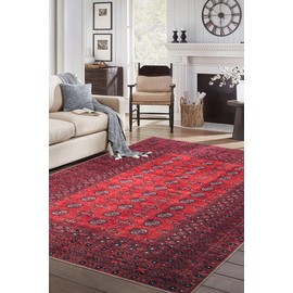Keen Home Design Machine Washable Area Rugs with Non-Slip Backing, Ideal for Hallway, Living Room, Bedroom, Kitchen and Laundry Room, Vintage Moroccan and Low Pile Rug - (4' x 6')