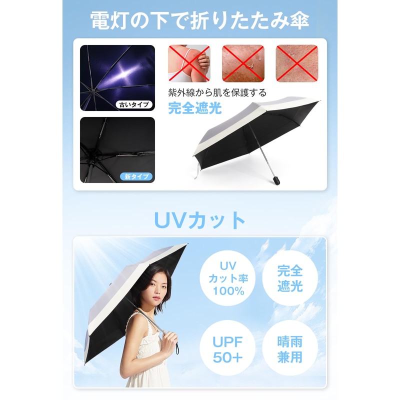 Parasol, Folding Umbrella, Lightweight 7.8 oz (220 g), Diameter 10.2