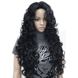 Aimole Long Wavy Synthetic Wigs Black Women Full Wig(1-Black)