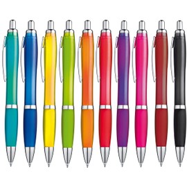 Libetui Pack of 10 Ballpoint Pens with Non-Slip Grip Zone and Large Capacity in Trendy Colours