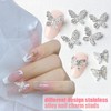 Butterfly Nail Pendants, 22 Pieces Mixed 3D Metal Butterfly Nail