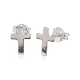NKlaus Pair of Cross Stud Earrings 925 Silver Antique Oxidised Earrings 9 x 6 mm Small Earrings 12908, Sterling Silver