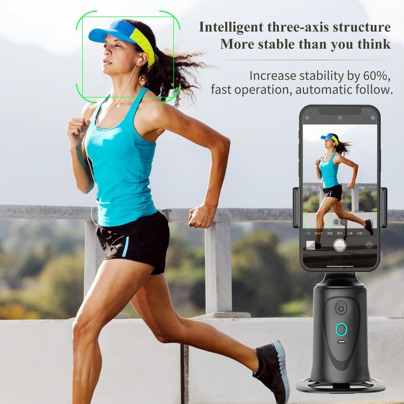 Auto Face Tracking Phone Holder 2 In1 360° Smart AI