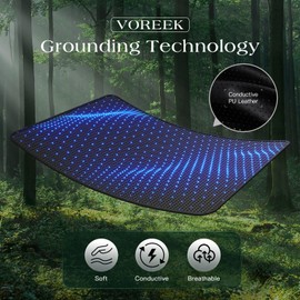 VOREEK Grounding Mat for Bed, Earth Connected Mattress Cover Sheets Pad Grounding Products Kit (King 27""x78""), Grounding Cord, Black
