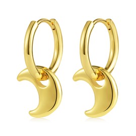 ALEXCRAFT Hoop Earrings Heart Earrings 14K Gold-Plated / Silver 925 Hanging Small Women's Gift for Women Girlfriend Mum Girls, Gold-plated brass, sterling silver, No Gemstone