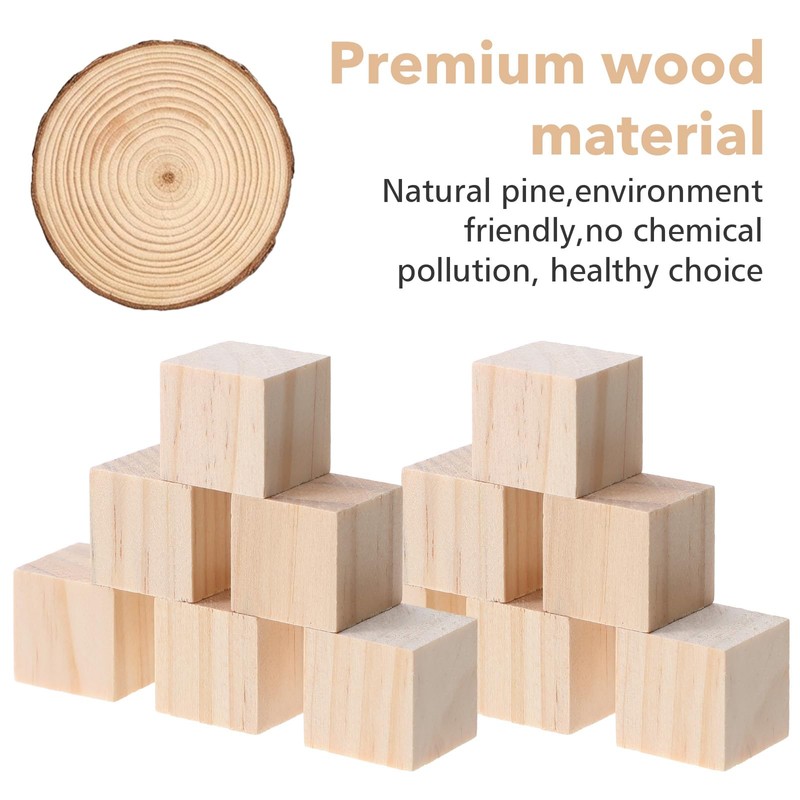 300 1-inch raw Wood Cubes, Natural Craft Wood Blocks, Suitable