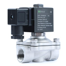 U.S. Solid Solenoid Valve Solenoid Valve Stainless Steel G 1/2 Inch 230 V AC Currentless Closed NC 0-10 Bar, Valve Electric for Water Air Diesel Kerosene Petrol