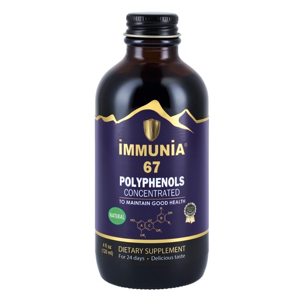 Immunia 67 polyphenols - Elderberry Concentrate with Wild Blueberry. Antioxidant Supplement. Concentrate of 67 polyphenols (Anthocyanins, Quercetins, Resveratrols, 24 Days/Bottle (1-Pack)
