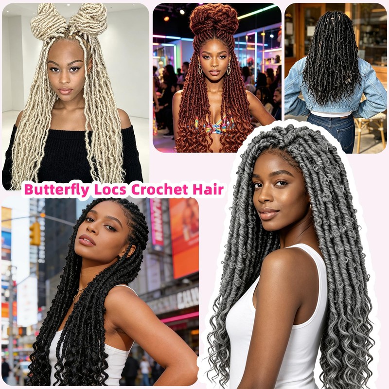 Long Butterfly Locs with Goddess Locs Crochet Hair, 28 Inch,