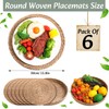Gandeer 6 Sets Boho Round Woven Placemats Embroidered Striped Tassel