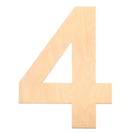 PATIKIL 12 Inch Wooden Number, Blank Wooden Number 4 Cut-Out for Painting, Unfinished Numbers Sign for Wall Decoration, Home Decor, DIY Painting, Crafts