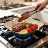 YYJINGYOU Enameled Cast Iron Square Grill Pan, Nonstick Skillet Steak