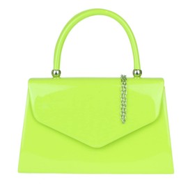 Girly Handbags Patent Clutch Bag Handbag Small Hard Case for Women, Neon Lime