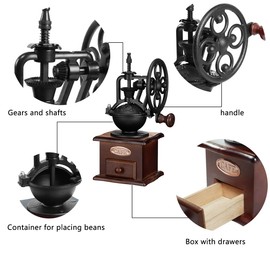Manual Coffee Grinder Bean Grinders For Home Use Vintage Wooden Coffee Decor Retro Coffee Maker Hand Grinder Coffee Mill (Ferris wheel)