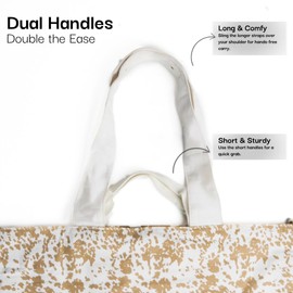 Salt Earth Large Beach Bag for Women, Extra Large Travel Tote With Pockets, Weekender Tote Bag For Women, Oversized Carry, Canvas Multi Purpose - Mommy, Gym, Travel, Pool and Beach - Moo (M)