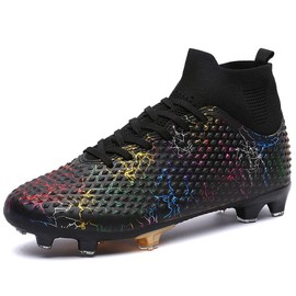 MIGPOGZAI Men's Soccer Shoes High-Top Soccer Cleats Outdoor Breathable Athletic Professional Spikes Youth Boys Football Shoes Unisex