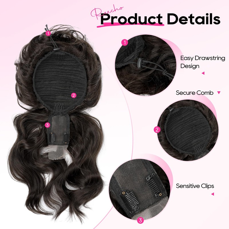 Messy Bun Hair Piece with Bangs – 2-in-1 Drawstring Ponytail