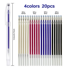 Dinggaogao 4 Heat-Erasable Fabric Pens (Red/Blue/Black/White) + 20 Refills – For Quilting, Sewing, Embroidery & DIY Crafts
