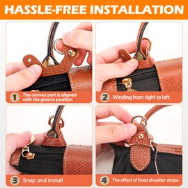 Mini Bag Strap and Organizer Insert Kit for Longchamp Mini Bag, Multi-Pocket Organizer Insert for Tote Bag, No-Punch Adjustable Buckle Leather Purse Shoulder Strap for Long Champ Bag Women (Style 1)