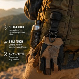Nylon Glove Holder Clips for Outdoor Gear – Anti-Lost Belt Hook Strap for Camping, Hiking & Work Use