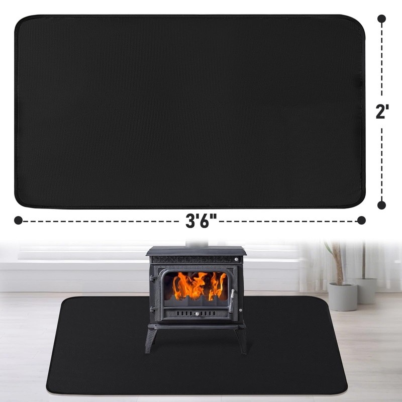 TOHONFOO Fireplace Mat, 2' x 3'6' x 0.04' Fireplace Rug,
