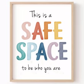 This Is a Safe Space Print,Boho Classroom Decor,Therapy Office School Counselor Playroom Decor, Educational Wall Art,Nursery Decor,Classroom Must Haves,School Supplies,No Framed (8x10 Inches)