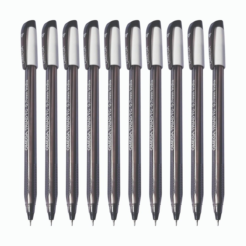 OMEGA Triad-TC Ballpoint Pens, BLACK, Fine Point (0.7 mm), Pack