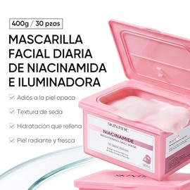 SKINTIFIC Mascarilla Facial Aclaradora con Niacinamida y Ácido Tranexámico, 30 Piezas | Mascarilla para Manchas y Brillo Instantáneo, Hidratación Prof