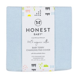 HonestBaby Unisex Baby Organic Cotton Changing Pad Cover And Toddler Sleepers, Light Blue (Terry Cotton), 1 Count Pack Of 1 US