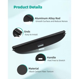 Cargo Cover for 2024 Fit for Buick Envision 2021-2024 Fit for Buick Envision 2.0L Retractable Rear Trunk Cargo Shade Luggage Security Cover Shielding Waterproof