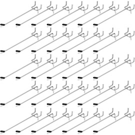 Moxweyeni 100 Pack Pegboard Hooks 6 Inch Metal Display Hooks for 1/8 and 1/4 Inch Pegboard Peg Board Tool Couples with Rubber Tipped Accessories for Garage Office Kitchen Store