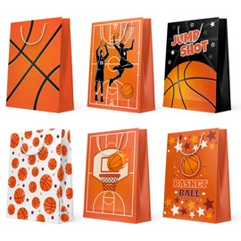 Basketball Gift Bag 24 Pieces, Basketball Party Bags for Children, Sports Birthday Party Supplies Bulk Gift Bag for Basketball Fans and Party Decoration