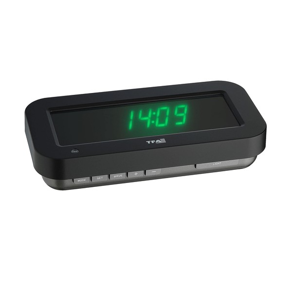 TFA 60.5009.04 Holo Clock Showing Mid-Air Display of Date/ Time and Temperature, Black