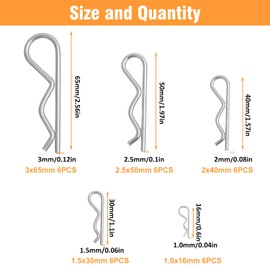30 Pcs Cotter Pins,Hardware Pins Assortment Kit,Hitch Pin Clip R Clips,Wheel Pins,Kotter Pins for Trailer and Trucks Locking (30, 30pcs-5 Size)