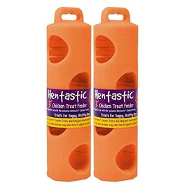 Unipet Hentastic Hanging 4-Hole Chicken Treat Feeder Toy, Orange (2 Pack)