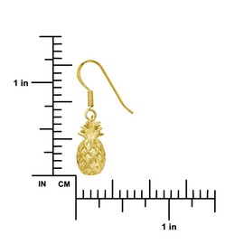 Sterling Silver with Yellow Gold Tone Overlay Pineapple Dangle Earrings