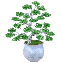 Nupuyai Aluminum Wire Handmade Money Tree with Ceramic Base Feng Shui Bonsai Tree for Luck/Wealth, Modern Handcraft Home Office Decor