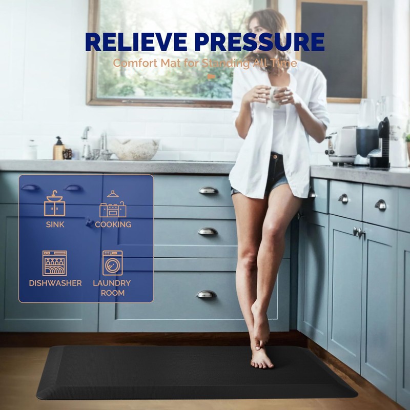FEATOL 2 Packs Anti Fatigue Mat for Kitchen Floor Thick