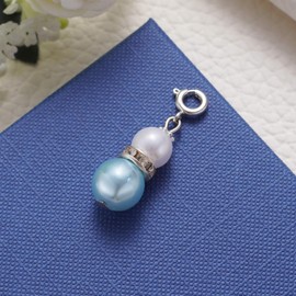 MIXJOY Something Blue Bridal Gift - Wedding Accessory with Blue Pearl Ribbon, Bride Pearl Bouquet Garter Charm Gift, Bridal Shower Gift, Engagement Gift, Bride to Be Bachelorette Party Gift