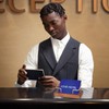 Sliverdew Walnut Wood and Brass Business Card Holder - Classic