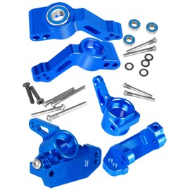 Aluminum Front Caster Block,Steering Blocks and Rear Stub Axle Carriers kit Upgrades Parts for 1/10 Slash 2WD/Stampede 2WD/Rustler 2WD,ARRCat Hop Ups Upgrades Parts,Replace 3632 3736 3752,Blue