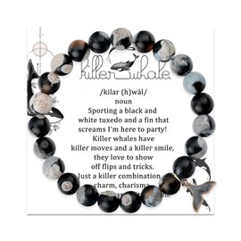 Orca Bracelet orcas Women Healing Bracelet Stone Bracelet Killer Whale Ladies bracelet Women Bracelet (Agate orca)